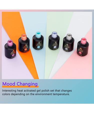 Color Changing Gel Nail Polish Set - 6 pcs Temperature Changing Mood Colors | Long Lasting Fun Nail Art Kit for Women | Soak Off UV LED Polish Gift - Buy Online on GoSupps.com