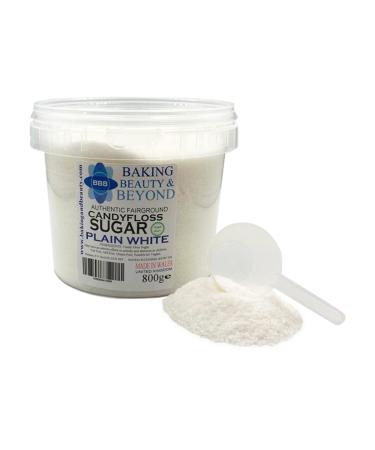 Baking Beauty and Beyond Premium Floss Sugar for Cotton Candy - Cotton Candy Flossing Sugar with Natural Ingredients Perfect for Every Occasion Bulk Floss Sugar 800g - Plain White Flavour