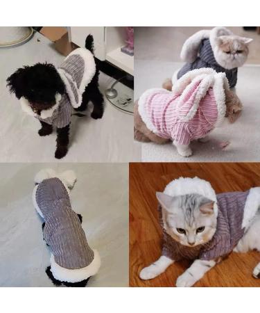 ANIAC Small Dog Bunny Ears Hoodie Cat Rabbit Outfit | Small Grey-2 Winter Jacket for Pets - Buy Online on GoSupps.com