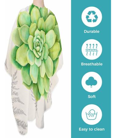 Green Succulent Barber Cape - Adjustable 55x63 Inch Hair Cutting Cape for Women Men Kids | Summer Tropical Vintage Styling Accessory - Buy Online on GoSupps.com
