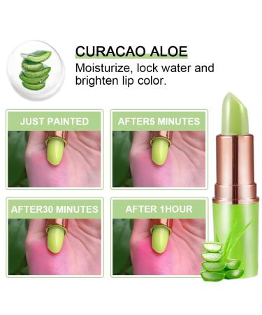 2Pcs Aloe Vera Lip Color Changing Lipstick & Lip Balm Set | Magic PH Lipstick for Women & Girls | Waterproof Crystal Flower Jelly Lipstick Gloss | Stain Makeup Set - Buy Online on GoSupps.com