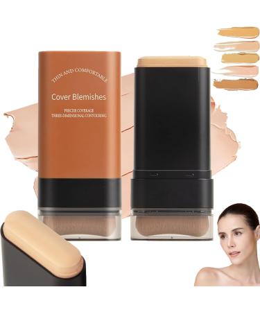 Flawless Eraser Foundation Stick - Korean Lightweight Hydrating Foundation Stick with Brush, Instant Concealment Foundation Stick with Built-in Brush, Korean Concealer (01#)