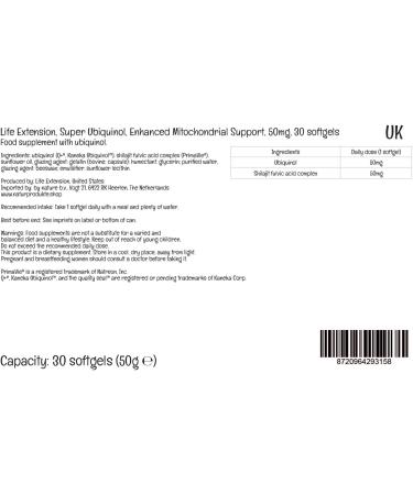 Life Extension Super Ubiquinol 50mg - 30 Softgels | Kaneka-Ubiquinol | Lab Tested, Gluten Free, Soy Free, Non-GMO - Buy Online on GoSupps.com