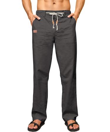 Elegancity linen pants Men's summer pants Yoga pants Light baggy jogging pants long fabric trousers men's pants vacation leisure pants with cord strain and bags S-3XL 1 gray 3xl
