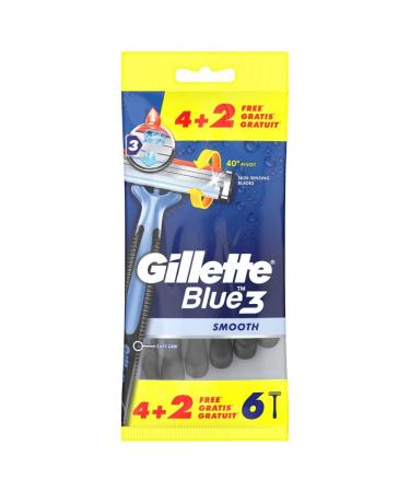 Gillette Blue 3 Smooth Disposable Razors Men 6 Razors with 3-blade 6 pieces (1 pack) 6 pieces (1 pack) Old