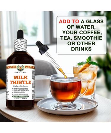 Milk Thistle (Silybum marianum) Dry Seed Glycerite Made in Hawaii Organic Raw Materials All Natural Vegan Lab Tested Alcohol-Free Liquid Extract - 4 fl.oz 4 Fl Oz (Pack of 1) - Buy Online on GoSupps.com