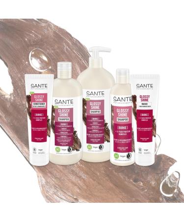 SANTE Naturkosmetik Glossy Shine Shampoo with organic birch leaf extract + triple layer protein complex - Vegan and moisturizing care for more shine and softness - Walnut scent - Buy Online on GoSupps.com