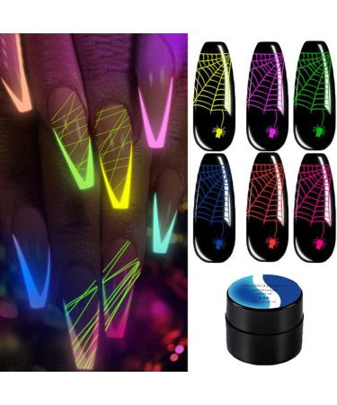 JAWSEU Luminous Spider Nail Gel UV Gel Nail Polish Luminous Painting Elastic Drawing Spider LED Gel Polish for Line Nail Art DIY Drawing Glue 8ML blue - Buy Online on GoSupps.com