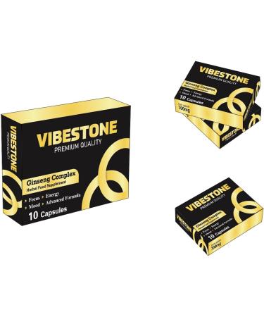 VIBESTONE Gold Stronger for Longer - Ultra Strong Performance Enhancing Pills for Men | Endurance Booster Supplement with Ginseng - 10 Capsules - Buy Online on GoSupps.com