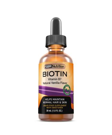 SBR Nutrition Biotin Liquid Drops, 5000mcg per Serving (60) 1.0Fl.oz (30ml) Vanilla