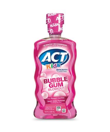 Act Kids Anticavity Fluoride Rinse Alcohol Free Bubble Gum Blowout 16.9 fl oz (500 ml)