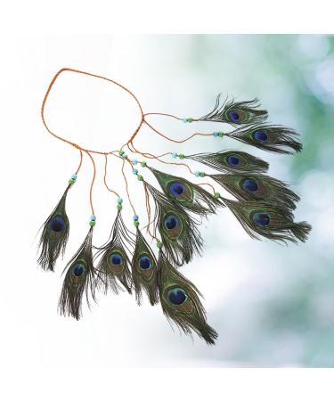 Minkissy Peacock Spring Headband | Bohemian Hippie Gypsy Vintage Feather Hair Band for Women & Girls | Perfect for Carnival & Festival - Buy Online on GoSupps.com