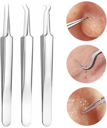 Acne Needle Straight Curved Acne Remover Needles Clips Stainless Steel Face Skin Care Tools Acne Comedone Tweezer (Color : 02) Silver - Buy Online on GoSupps.com