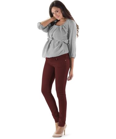 Milano Maternity Jeans - Ultra Stretch Buttery Soft Denim, High Waisted Over The Bump Band, Comfortable Slim Fit | Bordeaux - Buy Online on GoSupps.com