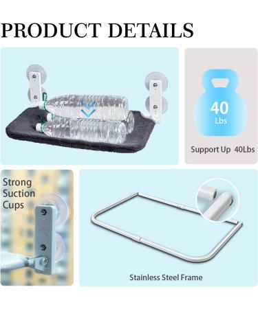 Cat Window Perch for Indoor Cats - Foldable Cat Hammock with 4 Sturdy Suction Cups | Supports up to 40 Pounds | Includes 2 Replaceable Covers - Buy Online on GoSupps.com