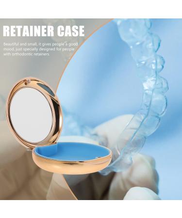 Healifty Portable Denture Retainer Case with Mirror - Travel Aligner Storage Box in Golden - Buy Online on GoSupps.com