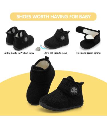JIASUQI Baby Winter Boots 12-18 Months Black - Soft Infant House Slippers with Anti-Skid Soles - Buy Online on GoSupps.com