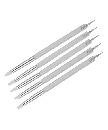 Nail Painting Pen Nail Art Dotting Pen Easy Clean Dual Ended Soft for Home Nail Salon (White)