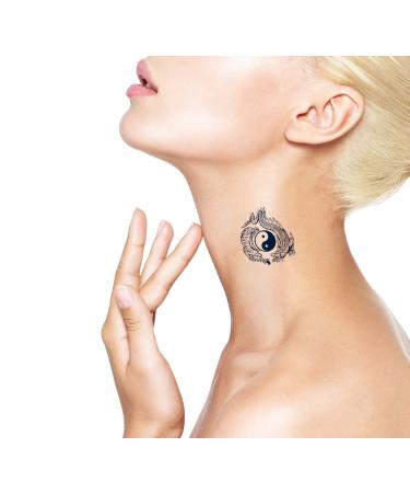 Dragon vs Tiger Yin Yang Temporary Tattoos - 4 Sheets, Lasts 1-2 Weeks, Navy Blue Juice Ink, Realistic Look for Chest, Neck, Arms - Men and Women - Buy Online on GoSupps.com
