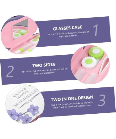 Solustrie Pink Double-Layer Glasses Case for Women | Stylish Leather Sunglasses & Lens Holder | Travel Tweezers Included | Durable Violet PU Design - Buy Online on GoSupps.com