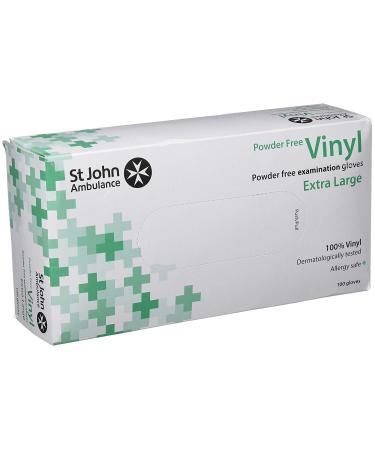 St John Ambulance Vinyl Pre-Powdered Gloves X-Large (Box of 100) 1 XL