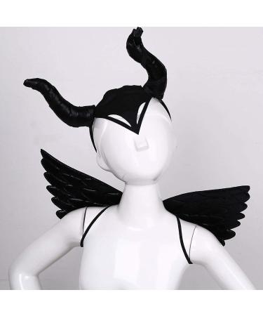 hgnxa Kids Black Devil Wing Ox Horn Headband Halloween Evil Queen osplay Props Hairband - Buy Online on GoSupps.com