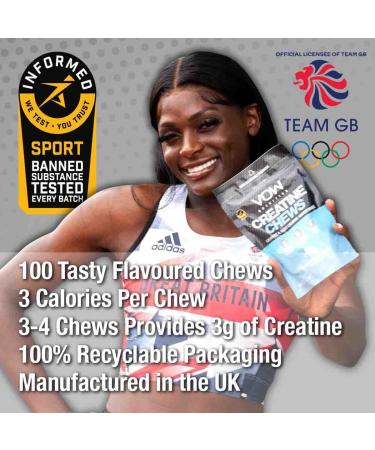 VOW Nutrition Creatine Chews - Mint Flavoured Chewable Creatine Monohydrate - 100 Chews - Informed Sports Approved - Buy Online on GoSupps.com