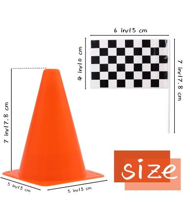 40 Pcs Panxxsen Traffic Cones & Racing Checkered Flags Set - Great for Racing Car Party Supplies & Kids Birthday Decorations - Buy Online on GoSupps.com