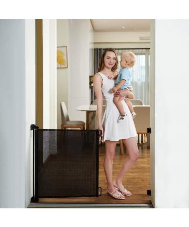 EasyBaby Retractable Safety Gate - 33'' Tall, Extends up to 55'' Wide, Black - Child & Pet Proof for Stairs, Doorways - Indoor/Outdoor - Buy Online on GoSupps.com
