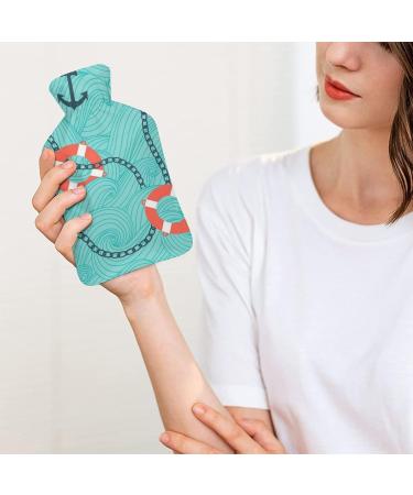 Hot Water Bottle with Lid - Anchor Pattern Rubber Bag for Pain Relief Cramps & Foot Warmer | Hot & Cold Therapy - Buy Online on GoSupps.com