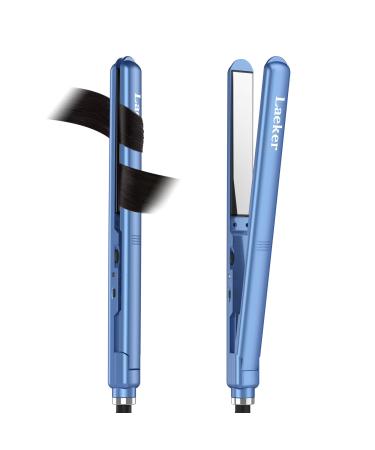 Laeker Ultra-Slim Flat Iron Hair Straightener Professional Straighten and Curling Iron 2 in 1 Tourmaline Titanium Plate for All Hair Types Dual Voltage for Travel Up to 450 Degree Hot (Blue)