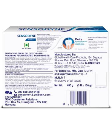 Sensodyne Sensitive Toothpaste Combo Pack - 3 x 150g | Relief for Sensitive Teeth - Buy Online on GoSupps.com
