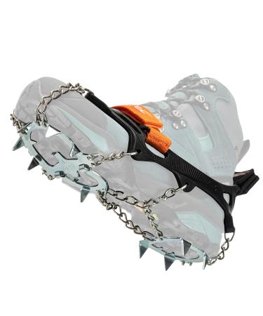 Nortetec Spikes Alp 2.0 Made in Italy for winter trekking on ice and snow micro spikes easy for shoes with bag XL (44-48) black