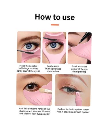 Housoutil 5pcs Eyeliner Tool Set - Makeup Applicator Eye Liner Guide Template & Mascara Tool for Women - Pink Protective Cover for Perfect Eyeliner Application - Buy Online on GoSupps.com