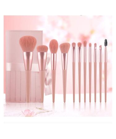 11-Piece Pink Makeup Brush Set - Eye Shadow Blusher & Powder Brushes with Wood Handles | International Shipping - Buy Online on GoSupps.com