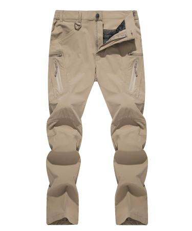 TACVASEN Men's Tactical Pants Quick-Dry Water-Resistant Lightweight Hiking Pants with 8 Pockets 36 #01 Thin Khaki