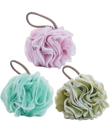 3pcs Natural Exfoliating Shower Ball Scrubber - Soft Mesh Bath Sponge for Men and Women - Perfect for Body Care - Buy Online on GoSupps.com