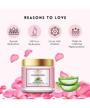 Buy Ayurvedic Aloevera Rose Hydrating Glow Gel - Natural Rose Petal Aloevera & Saffron Extract - 100g | International Shipping - Buy Online on GoSupps.com