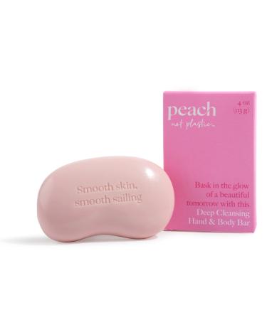 Peach not Plastic Bar Soap | Exfoliating Hand & Body Soap | Pink Himalayan Sea Salt to Reveal Radiant Skin | Raspberry Scent | Plant based, Vegan | 4oz Exfoliator