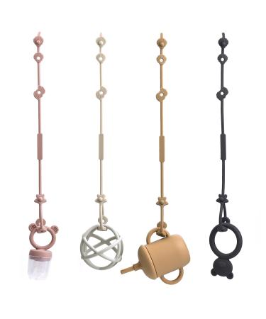 Cldy Baby Toy Pacified Chain Silicon Cup Catcher BPA-Free Conditions for Toys Drinking cups for strollers for stroller Hochstuhl Autositz 4 pieces soother chains (shell & seaester) Ocean white & black & brown & light pink