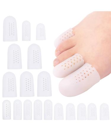 Gel Toe Protectors 18pack 3 size Silicone Toe Protector Breathable Gel Toe Caps Covers Sleeve Toe Separators for Women Men Corn Removers for Toe Cushion for Calluses Blister Ingrown Toenail