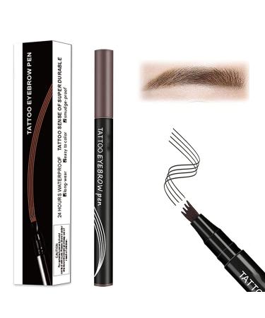 Anjoize 4-Tip Microblade Brow Pen - Anjoize Eyebrow Pen  Eyebrow Makeup  Fine-Stroke  Lasting Make-Up Professional Natural Looking Eyebrows  Waterproof and Smudge-Proof (WARM BROWN)