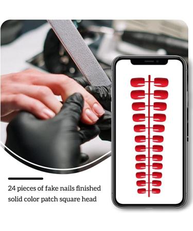 dijiusidy 24 Pieces Square-shaped Solid Colorful Coffin False Nails DIY Novel Elegant Personality Nail for Manicure Salons 11 - Buy Online on GoSupps.com