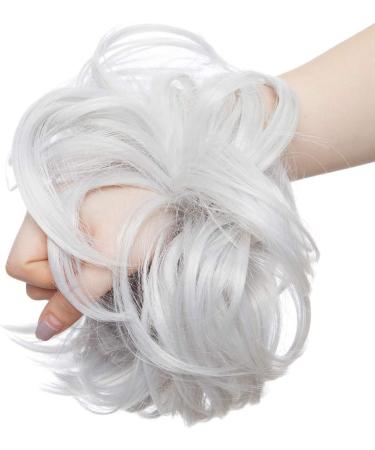 Tousled Updo Messy Bun Hair Piece Ponytail Extension - Silver Grey - Buy Online on GoSupps.com