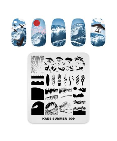 KADS Nail Stamping Plate Summer Stencil Image Design Plates for Nail Art Decoration and DIY Nail Art (SU009)
