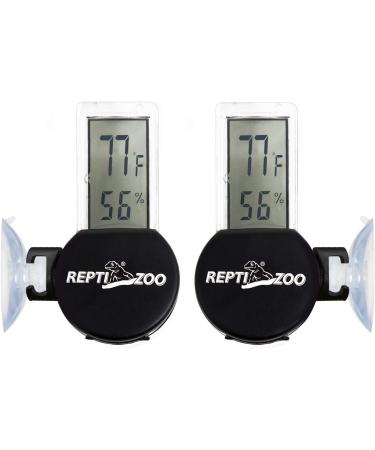 REPTI ZOO 2 Pack Digital Reptile Terrarium Thermometer Hygrometer | Pet Rearing Box Tank Accessory with Suction Cup - Buy Online on GoSupps.com