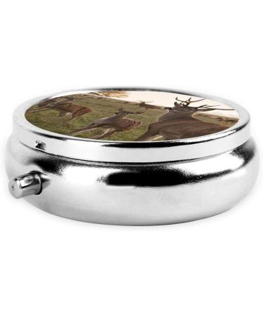 Cute Deer Printed Mini Round Pill Box | 3 Compartment Travel Pill Organizer | Portable Medicine Case for Home & Office - Buy Online on GoSupps.com