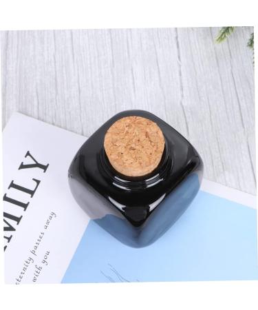 PLAFOPE Medicine Cup Liquid Powder Container Cork Jar Wooden Cap Ceramic Lid Clear Dappen Makeup Containers Art Small Travel Pill Container Practical Empty Bottle Nail Bamboo Accessories 7.50X5.50X5.50CM Black - Buy Online on GoSupps.com