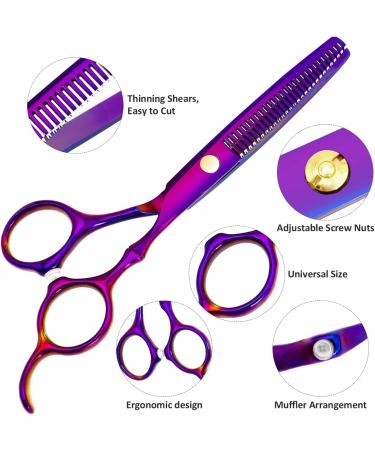 Professional Stainless Steel Hair Cutting Scissors Set - Salon Thinning Shears & Straight Barber Tools in Purple - Ideal Gift for Mom, Dad, Friends - Buy Online on GoSupps.com