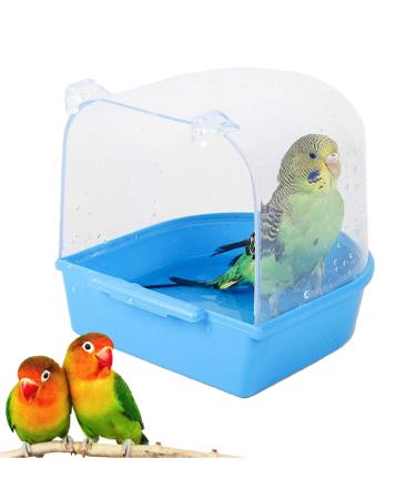 kathson Bird Bathtub for Cage, Parrot Hanging Bath Tube Shower Box Bowl Cage Accessory for Pet Birds Canary Lovebirds Budgies(Clear) Random Color